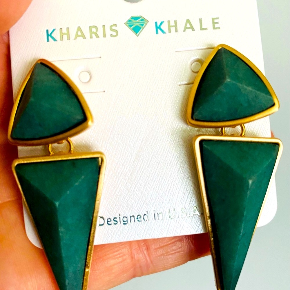 Green Geometric Earrings